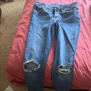 Women's Blue Distressed Jeans